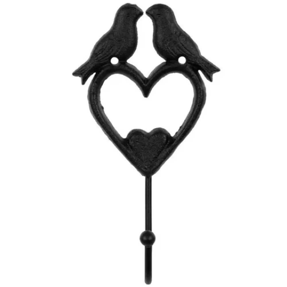 (3) Two Birds On A Heart Metal Wall Hook
